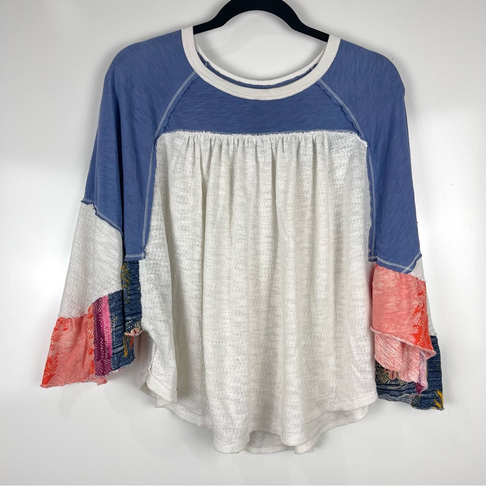 Free People Friday Fever Boho Flowy Blouse Oversized Hippie Top Women